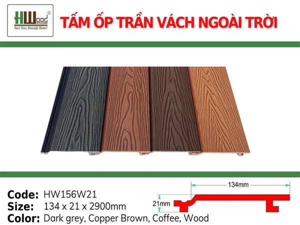 Tấm ốp trần ốp vách làm bằng gỗ nhựa ngoài trời.