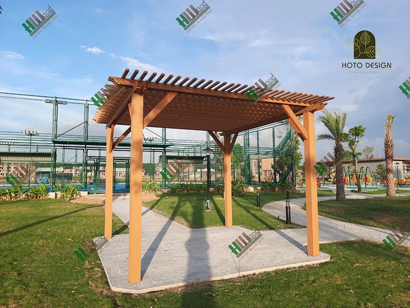 Cột gỗ nhựa ngoài trời được sử dụng để làm giàn Pergola, giàn lam che nắng cho không gian ngoài trời.