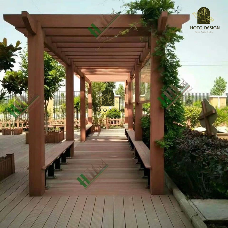 Lam gỗ nhựa composite là một loại lam gỗ chuyên dùng cho ngoài trời, ứng dụng làm giàn pergola, giàn lam che nắng, trồng dây leo, treo hoa,...